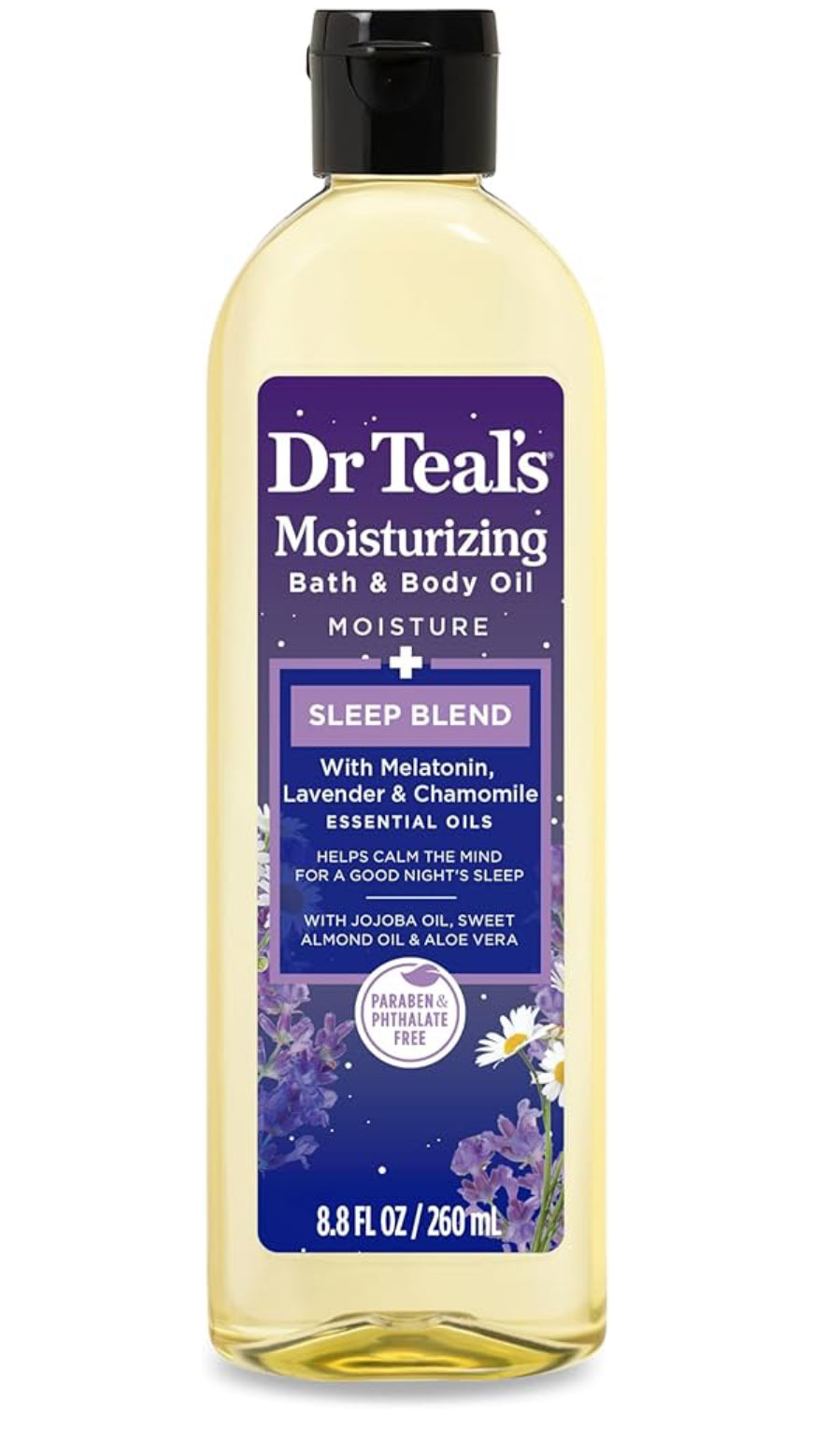 Dr Teals Moisturizing Bath & Body Oil MOISTURE SLEEP BLEND With Melatonin,Lavender & Chamomile ESSENTIAL OILS