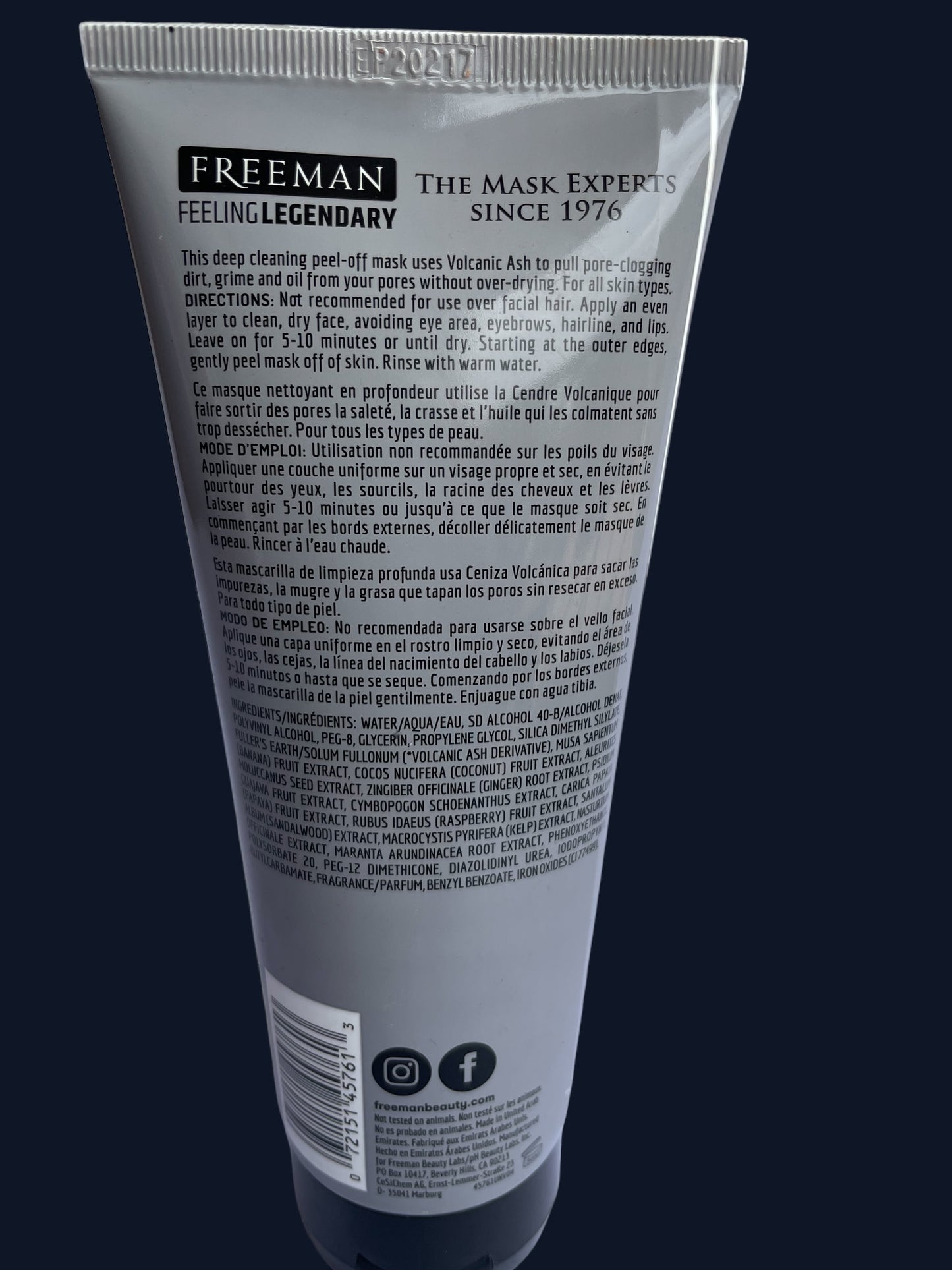 FREEMAN® FEELING LEGENDARY® PORE CLEANSING volcanic ash PEEL-OFF GEL MASK