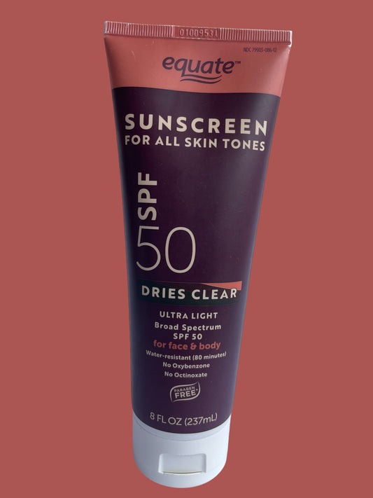 equate Sunscreen SPF50 Dries clear for All Skin Types