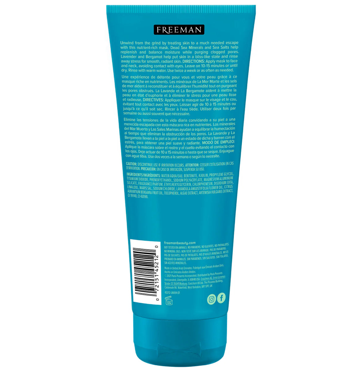 FREEMAN Anti-Stress Dead Sea Minerals Clay Mask